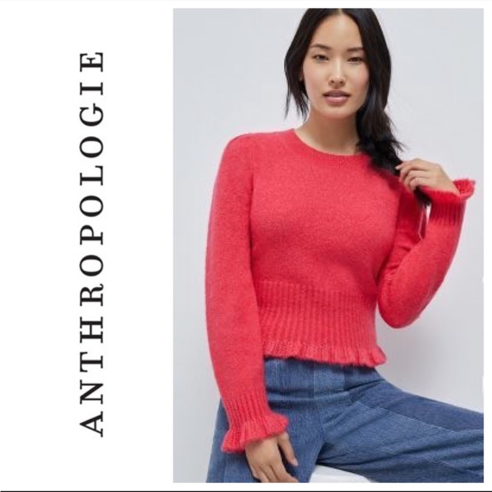 Cherry red Anthropologie Drea Cropped Sweater S